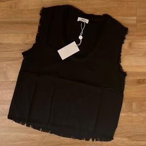 MIKOH Himalayas Frayed Sleeveless Top in Night NWT